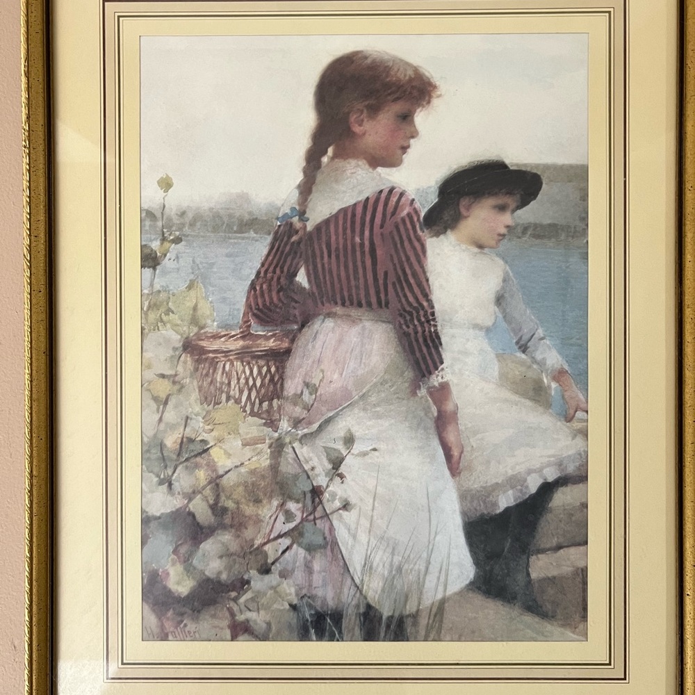 Canadian Vintage piece!  2 girls on a picnic!